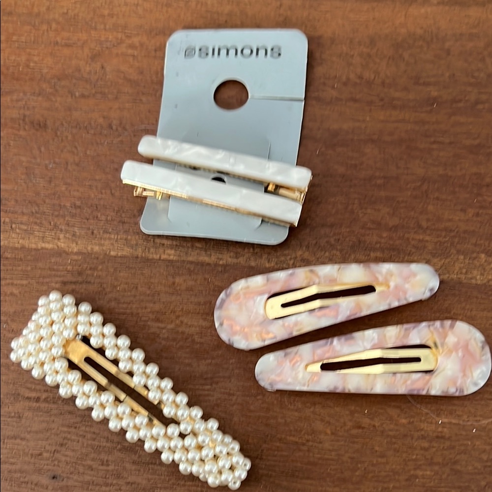 Simons Pearl and Marble Hair Clip Set